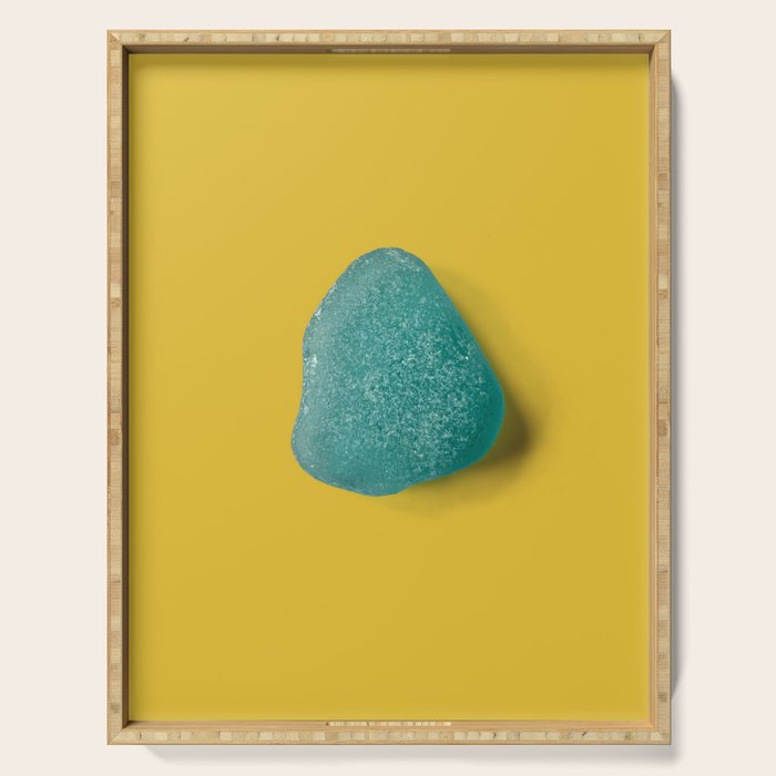  Seaglass on mustard, japandi minimalist Serving Tray Gallery Image 1