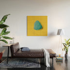  Seaglass on mustard, japandi minimalist Wood Wall Art Gallery Image 2