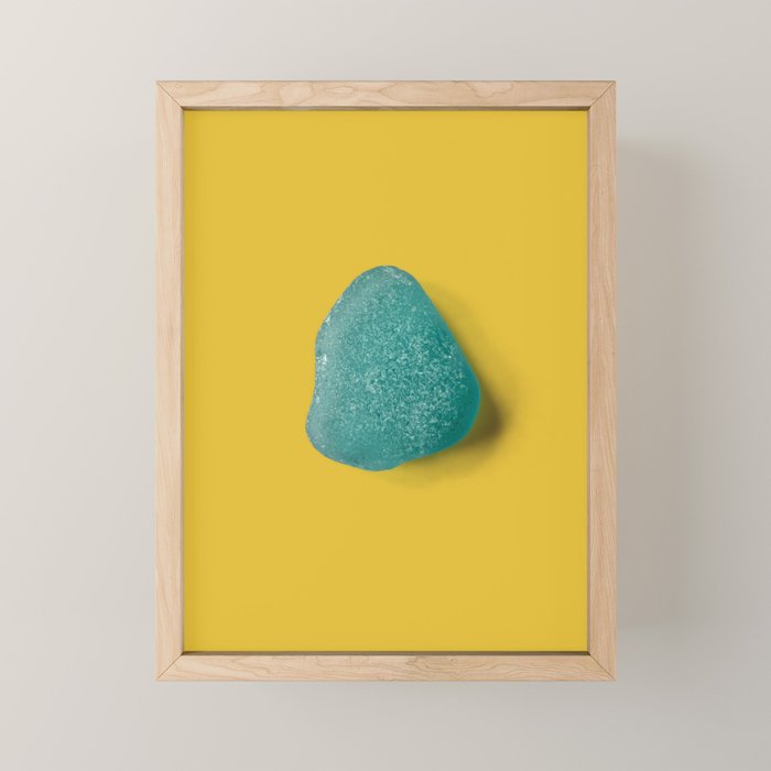  Seaglass on mustard, japandi minimalist Mini Art Print Gallery Image 1