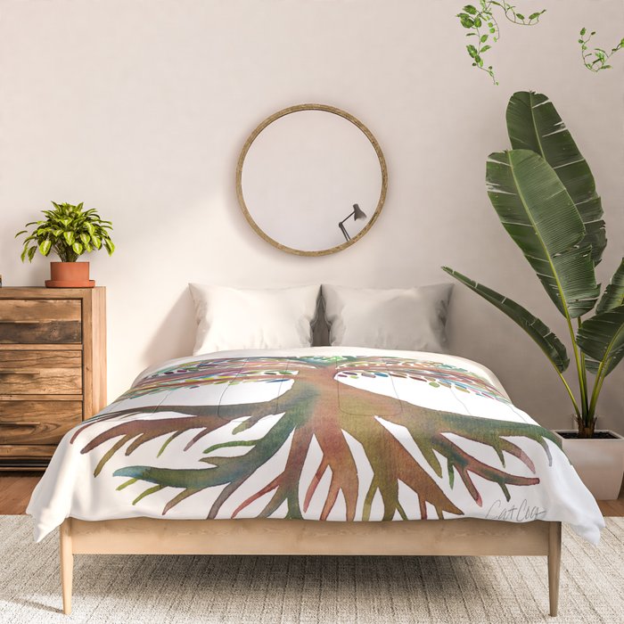 Tree of Life Watercolor - Rainbow Palette Comforter Gallery Image 3