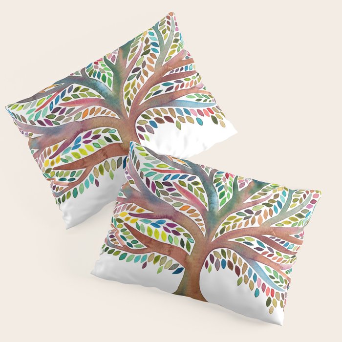Tree of Life Watercolor - Rainbow Palette Pillow Sham Gallery Image 3