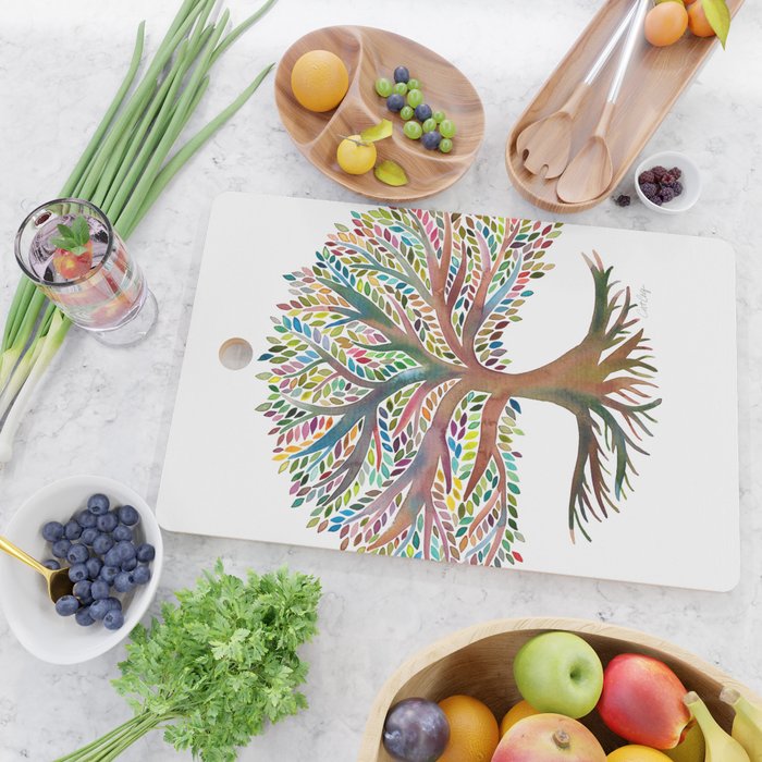 Tree of Life Watercolor - Rainbow Palette Cutting Board Gallery Image 2