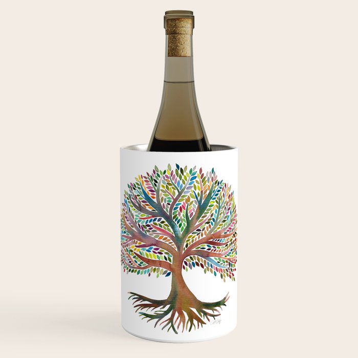 Tree of Life Watercolor - Rainbow Palette Wine Chiller Gallery Image 1
