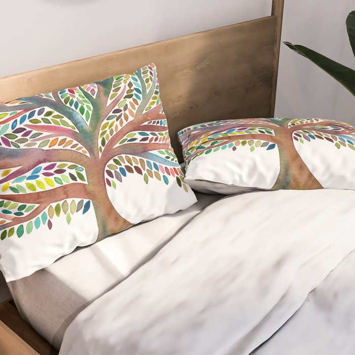 Tree of Life Watercolor - Rainbow Palette Pillow Sham Gallery Image 2