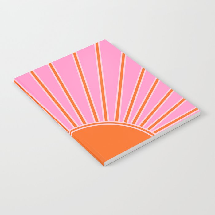 Sun Print Sunrise Pink And Orange Colors Sunshine Retro Sun Wall Art Vintage Boho Abstract Decor Notebook Gallery Image 2