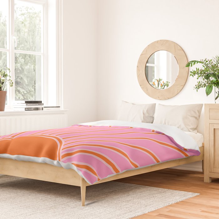 Sun Print Sunrise Pink And Orange Colors Sunshine Retro Sun Wall Art Vintage Boho Abstract Decor Duvet Cover Gallery Image 2