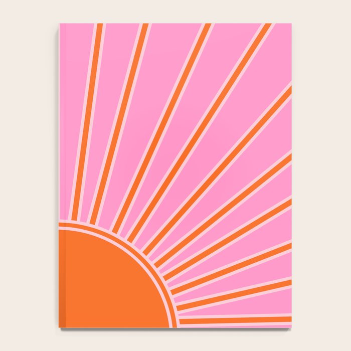 Sun Print Sunrise Pink And Orange Colors Sunshine Retro Sun Wall Art Vintage Boho Abstract Decor Notebook Gallery Image 4