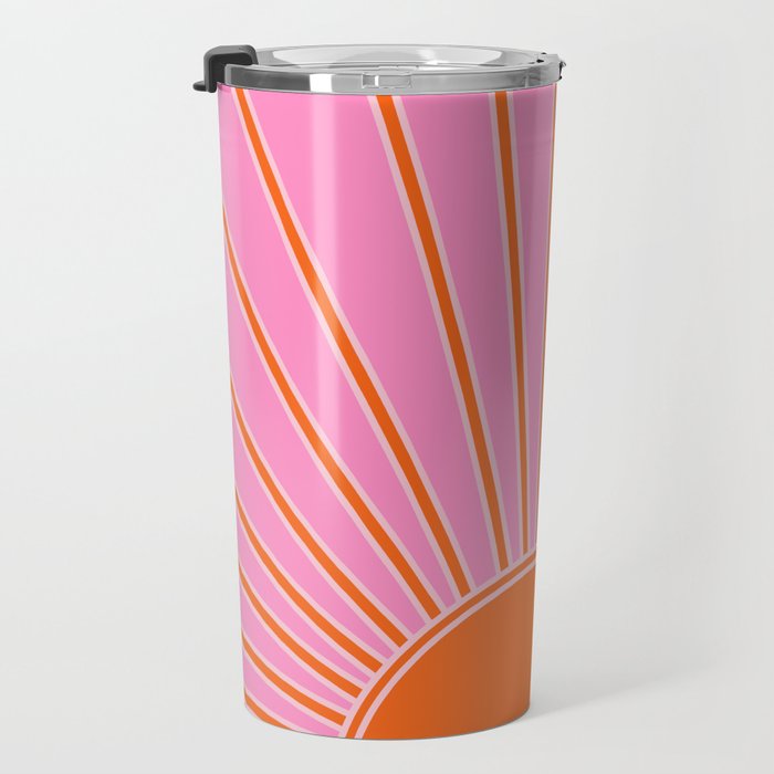 Sun Print Sunrise Pink And Orange Colors Sunshine Retro Sun Wall Art Vintage Boho Abstract Decor Travel Mug Gallery Image 3