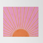 Sun Print Sunrise Pink And Orange Colors Sunshine Retro Sun Wall Art Vintage Boho Abstract Decor Throw Blanket Gallery Image 2