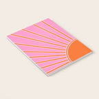Sun Print Sunrise Pink And Orange Colors Sunshine Retro Sun Wall Art Vintage Boho Abstract Decor Notebook Gallery Image 3