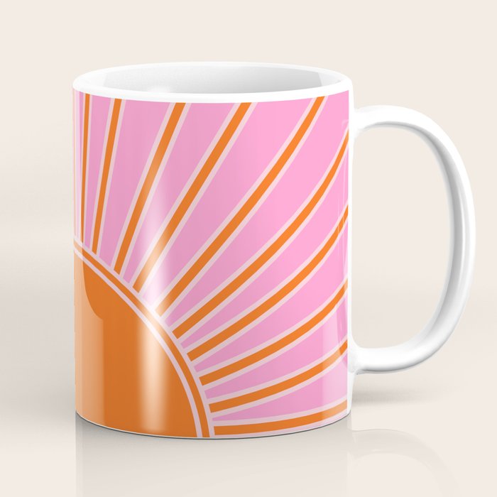 Sun Print Sunrise Pink And Orange Colors Sunshine Retro Sun Wall Art Vintage Boho Abstract Decor Coffee Mug Gallery Image 1