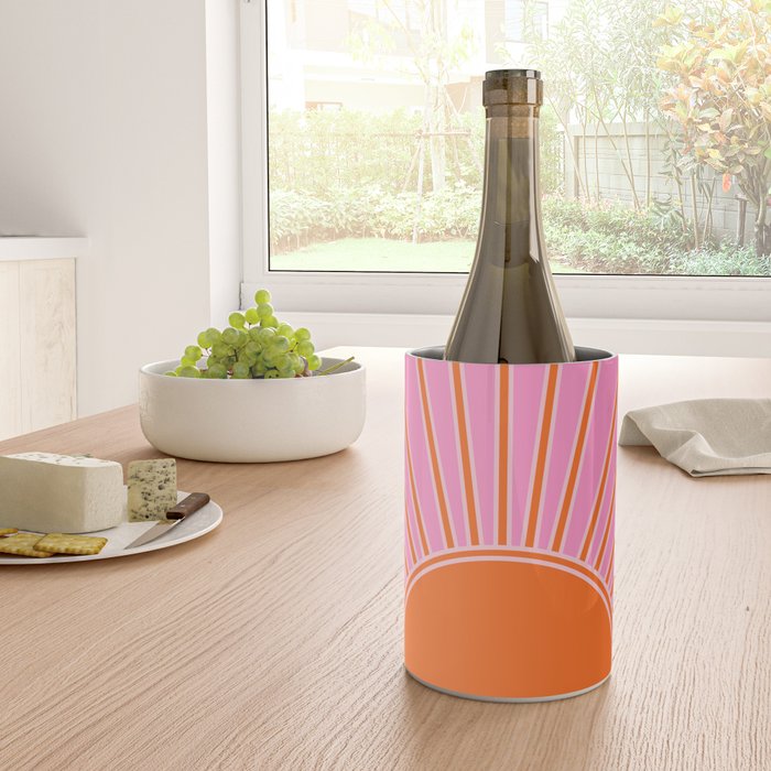 Sun Print Sunrise Pink And Orange Colors Sunshine Retro Sun Wall Art Vintage Boho Abstract Decor Wine Chiller Gallery Image 4