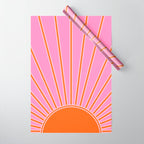 Sun Print Sunrise Pink And Orange Colors Sunshine Retro Sun Wall Art Vintage Boho Abstract Decor Wrapping Paper Gallery Image 1