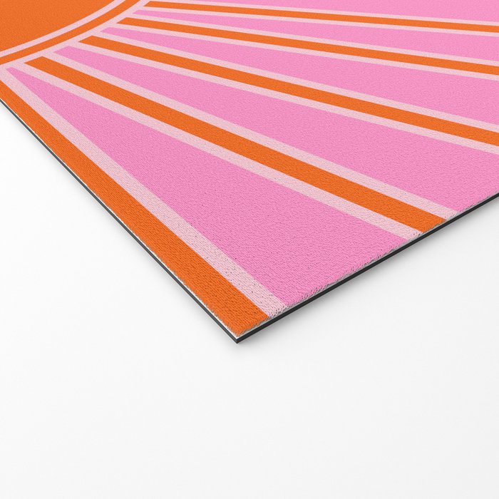 Sun Print Sunrise Pink And Orange Colors Sunshine Retro Sun Wall Art Vintage Boho Abstract Decor Welcome Mat Gallery Image 2