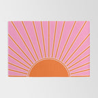 Sun Print Sunrise Pink And Orange Colors Sunshine Retro Sun Wall Art Vintage Boho Abstract Decor Rug Gallery Image 2