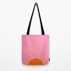 Sun Print Sunrise Pink And Orange Colors Sunshine Retro Sun Wall Art Vintage Boho Abstract Decor Tote Bag Gallery Image 2