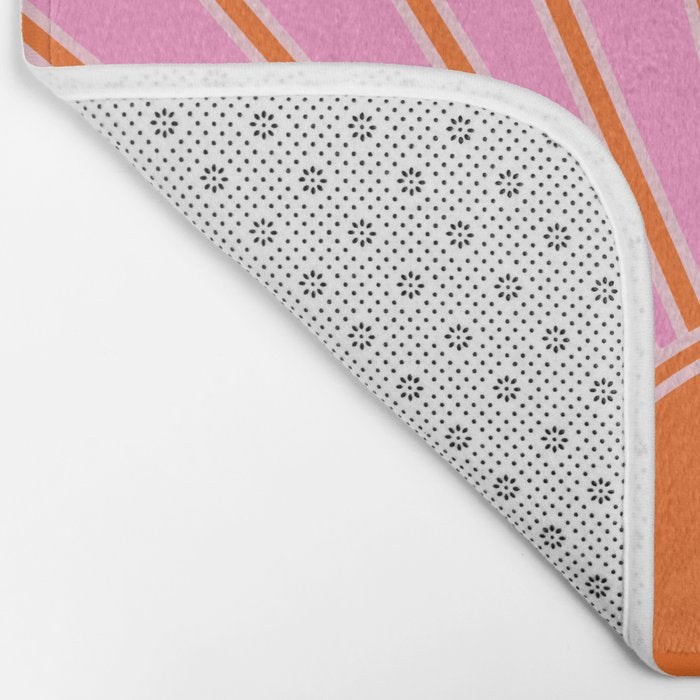 Sun Print Sunrise Pink And Orange Colors Sunshine Retro Sun Wall Art Vintage Boho Abstract Decor Bath Mat Gallery Image 2