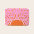 Sun Print Sunrise Pink And Orange Colors Sunshine Retro Sun Wall Art Vintage Boho Abstract Decor Bath Mat Gallery Image 1