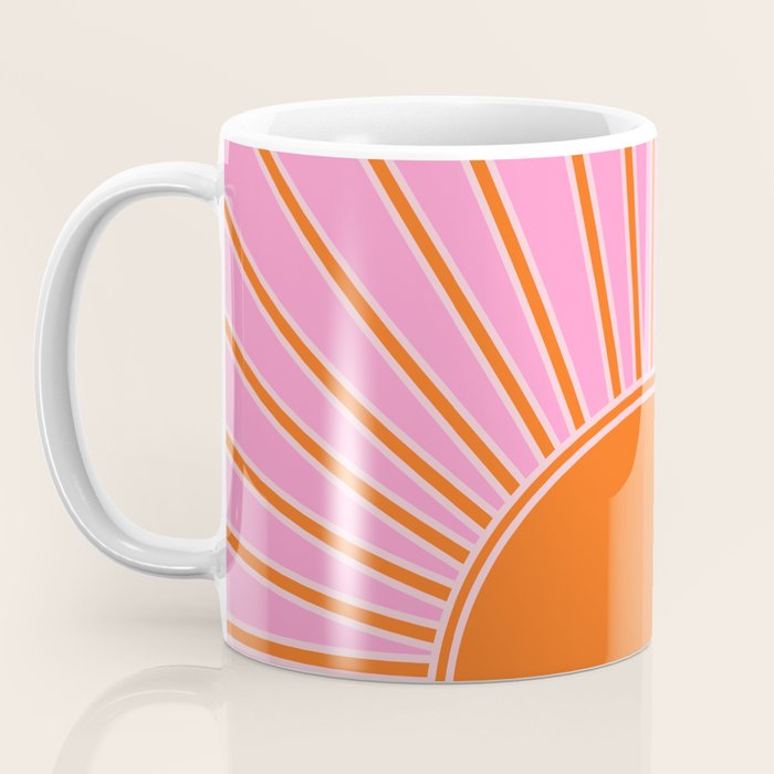 Sun Print Sunrise Pink And Orange Colors Sunshine Retro Sun Wall Art Vintage Boho Abstract Decor Coffee Mug Gallery Image 3