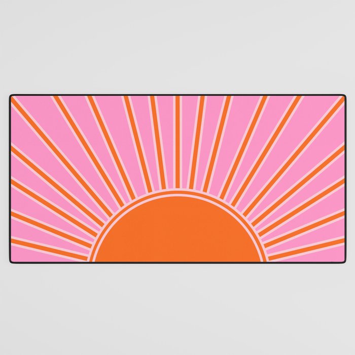 Sun Print Sunrise Pink And Orange Colors Sunshine Retro Sun Wall Art Vintage Boho Abstract Decor Desk Mat Gallery Image 3