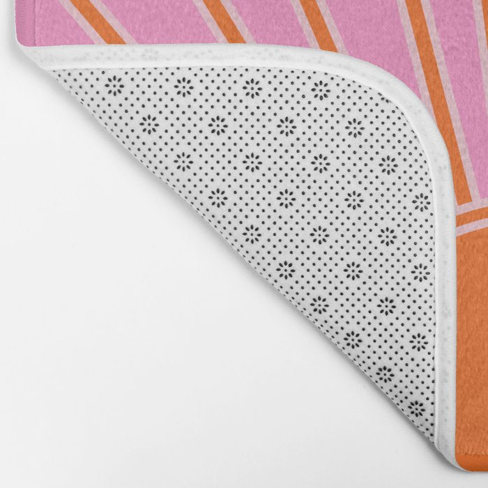 Sun Print Sunrise Pink And Orange Colors Sunshine Retro Sun Wall Art Vintage Boho Abstract Decor Bath Mat Gallery Image 2