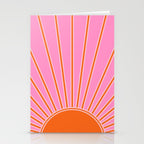 Sun Print Sunrise Pink And Orange Colors Sunshine Retro Sun Wall Art Vintage Boho Abstract Decor Stationery Card Gallery Image 2