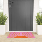 Sun Print Sunrise Pink And Orange Colors Sunshine Retro Sun Wall Art Vintage Boho Abstract Decor Welcome Mat Gallery Image 3