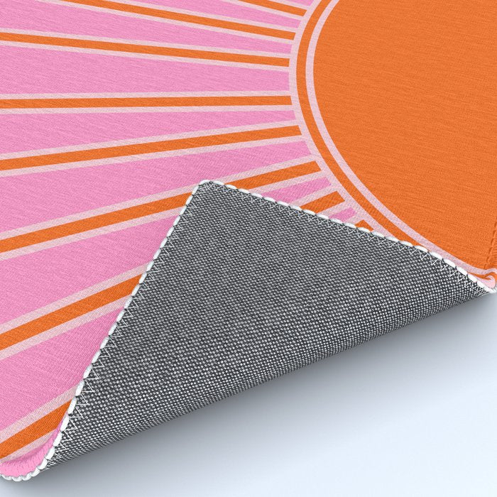 Sun Print Sunrise Pink And Orange Colors Sunshine Retro Sun Wall Art Vintage Boho Abstract Decor Rug Gallery Image 4