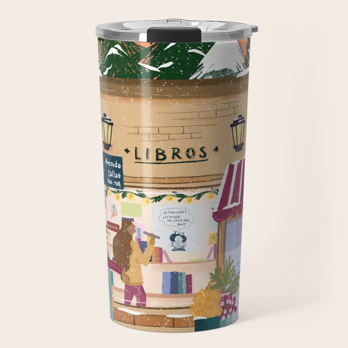 Winter at the bookshop Travel Mug Gallery Image 1