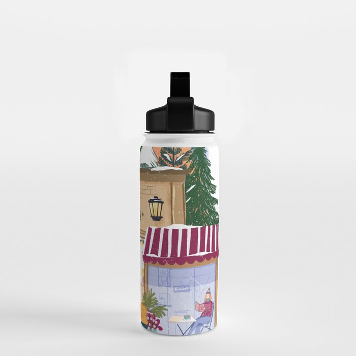 Winter at the bookshop Water Bottle Gallery Image 2