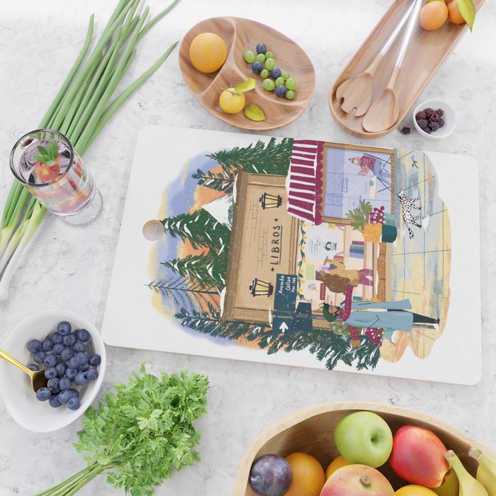 Winter at the bookshop Cutting Board Gallery Image 2