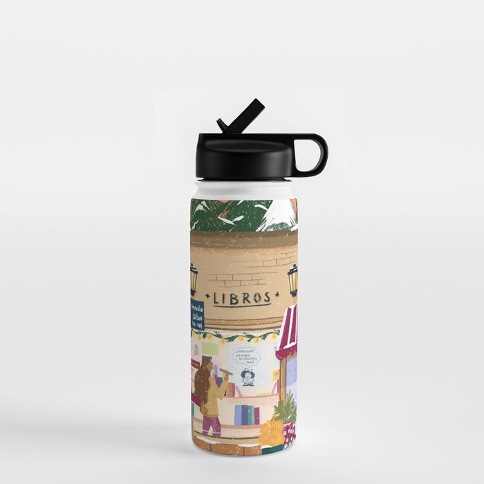Winter at the bookshop Water Bottle Gallery Image 1