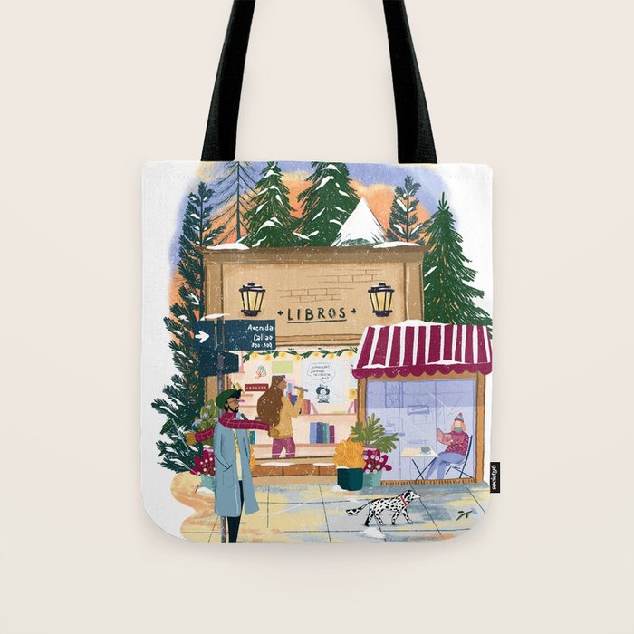 Winter at the bookshop Tote Bag Gallery Image 1