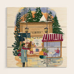 Winter at the bookshop Wood Wall Art Gallery Image 1