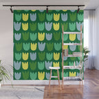 Rows of Tulips in Bloom in Sage & Chartreuse Wall Mural Gallery Image 1