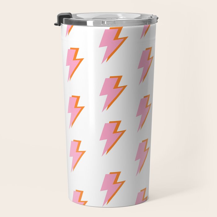 Pink and Orange Lightning Bolts Travel Mug Gallery Image 3
