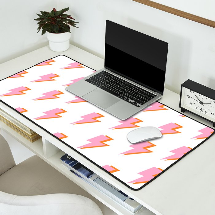Pink and Orange Lightning Bolts Desk Mat Gallery Image 2