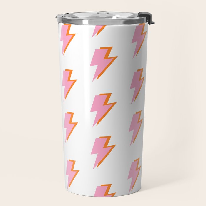 Pink and Orange Lightning Bolts Travel Mug Gallery Image 2