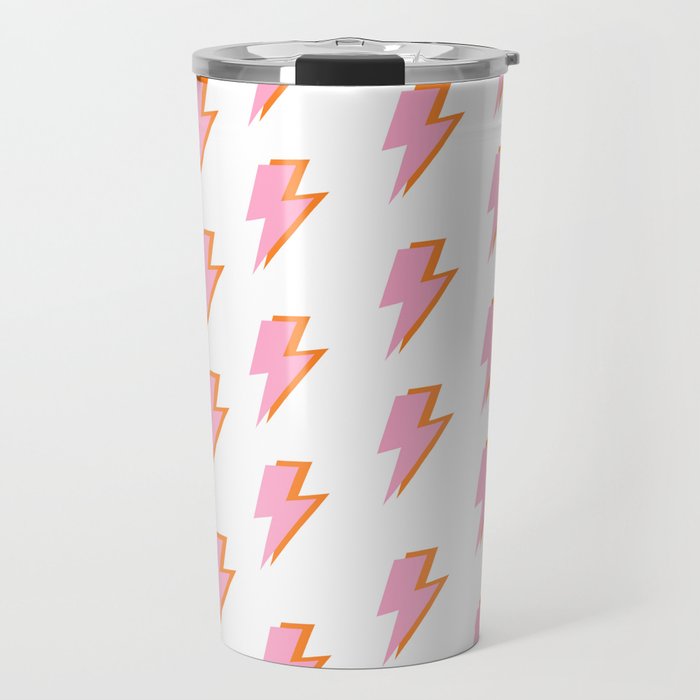 Pink and Orange Lightning Bolts Travel Mug Gallery Image 1