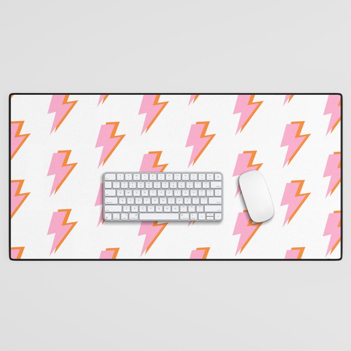 Pink and Orange Lightning Bolts Desk Mat Gallery Image 1