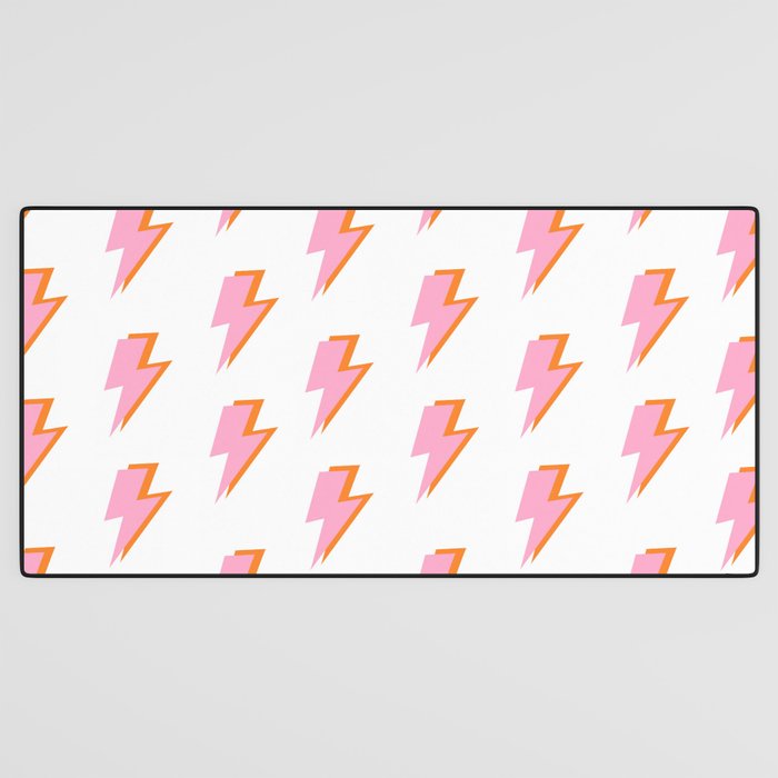 Pink and Orange Lightning Bolts Desk Mat Gallery Image 3