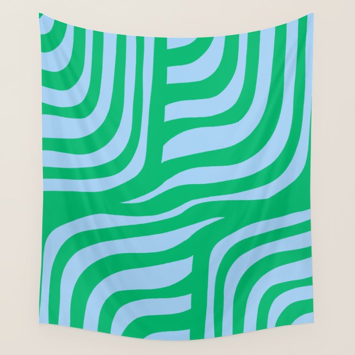 Wavy Zebra Green Wall Tapestry Gallery Image 4