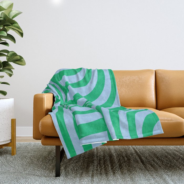 Wavy Zebra Green Throw Blanket Gallery Image 1