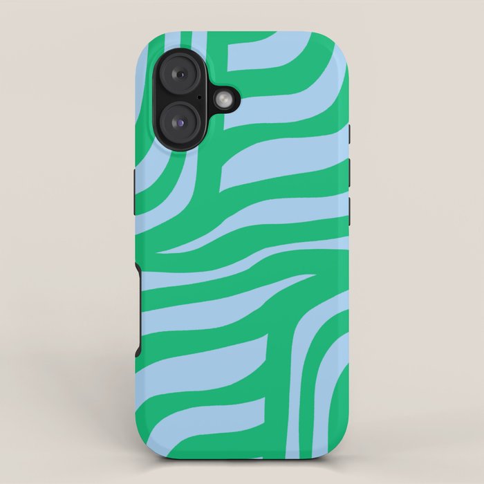 Wavy Zebra Green iPhone Case Gallery Image 1