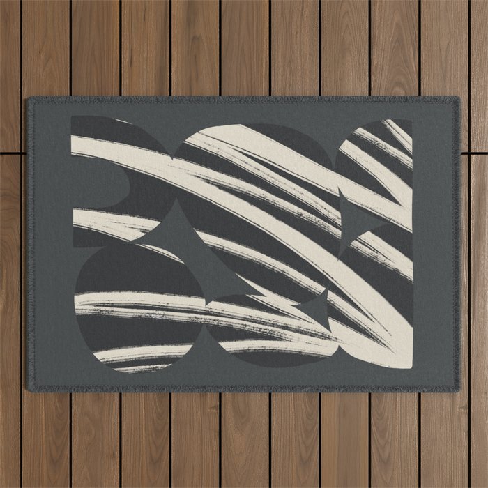 Bold Shapes NO.3 | Black Outdoor Rug Gallery Image 1