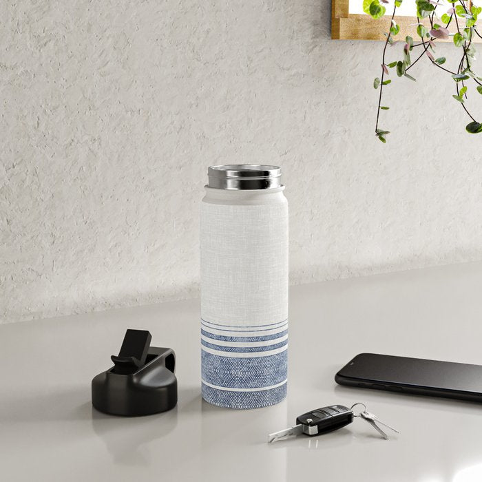 FRENCH LINEN CHAMBRAY TASSEL Water Bottle Gallery Image 4