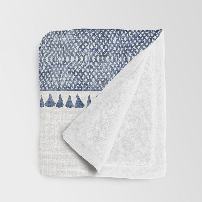 FRENCH LINEN CHAMBRAY TASSEL Throw Blanket Gallery Image 3