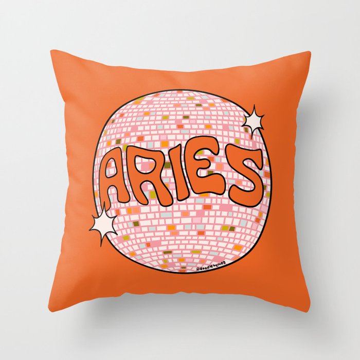 Aries Disco Ball Throw Pillow Gallery Image 6
