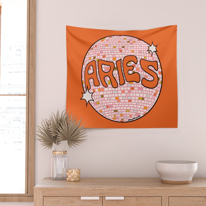 Aries Disco Ball Wall Tapestry Gallery Image 2
