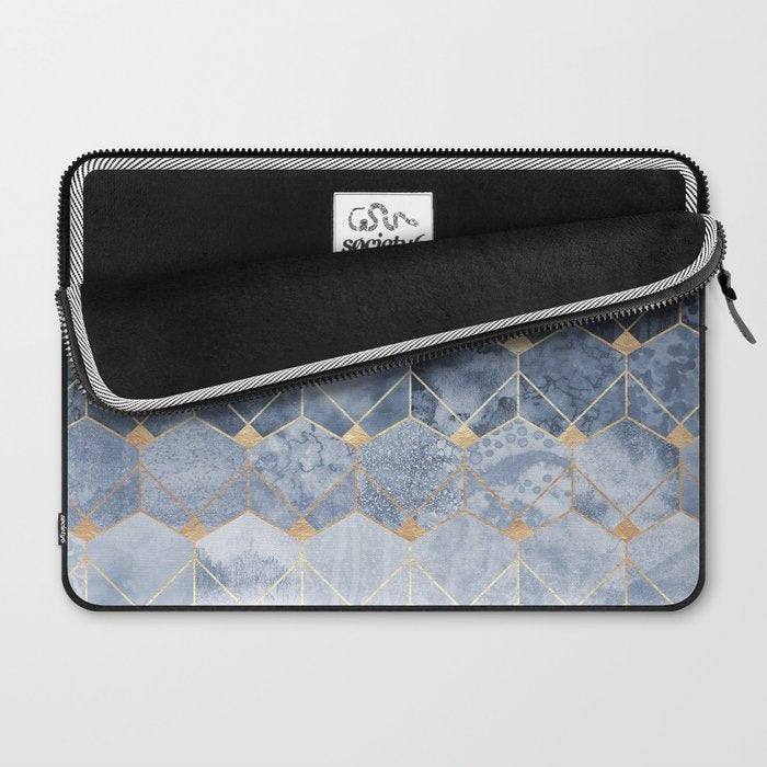 Blue Hexagons And Diamonds Laptop Sleeve Gallery Image 2